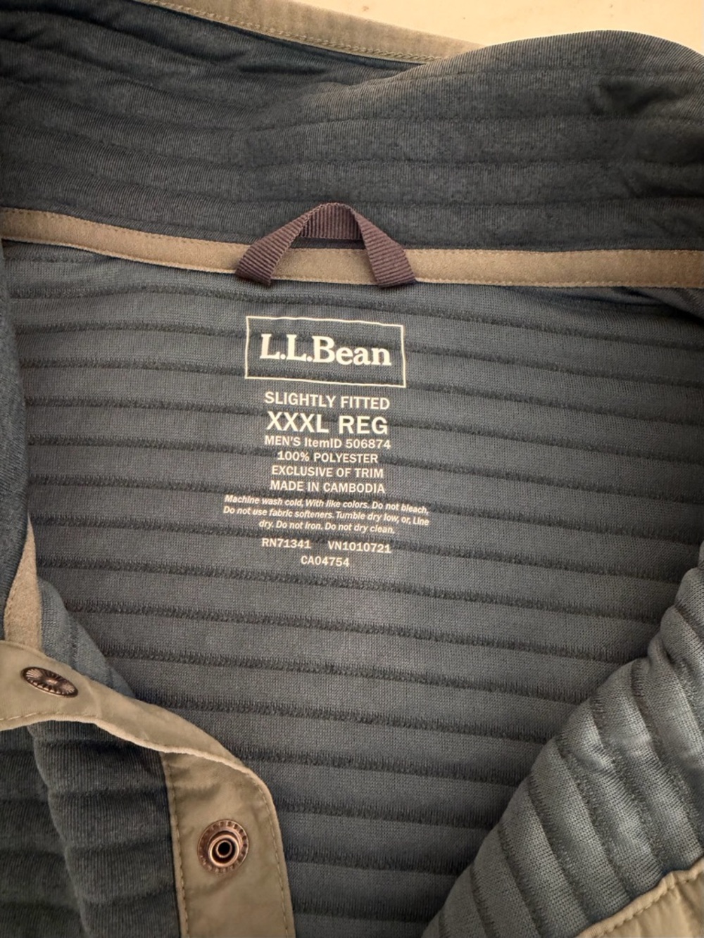 L.L. Bean Men's Airlight Knit Pullover Sweatshirt Size 3xl Blue Pocket - Picture 3 of 8